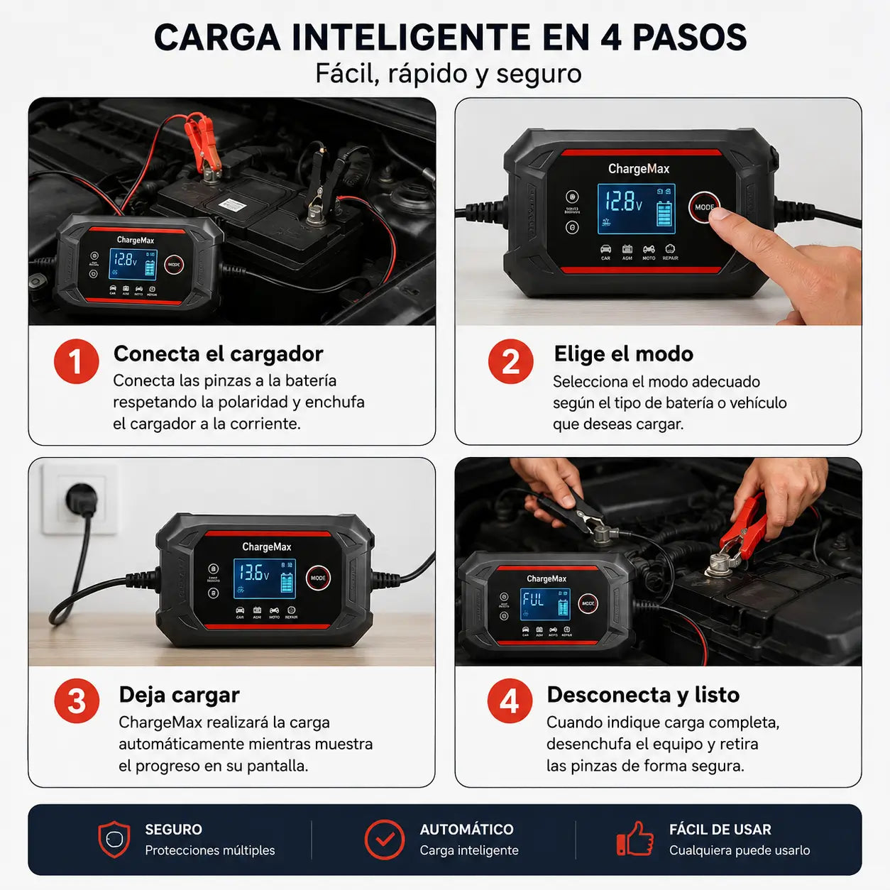 CARGADOR REPARADOR DE BATERIAS PARA AUTO
