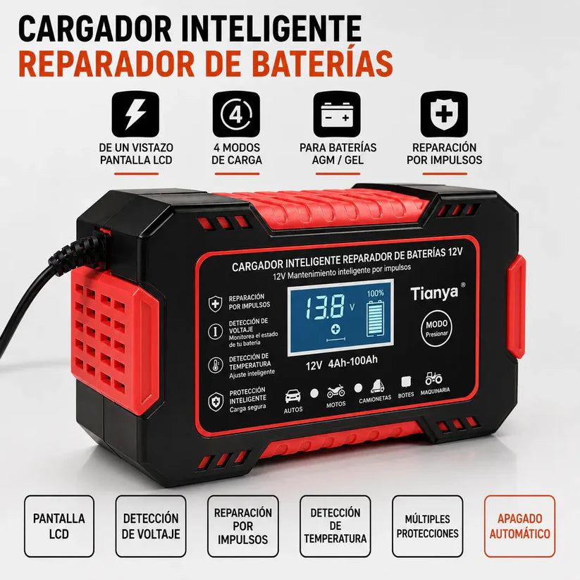 CARGADOR REPARADOR DE BATERIAS PARA AUTO